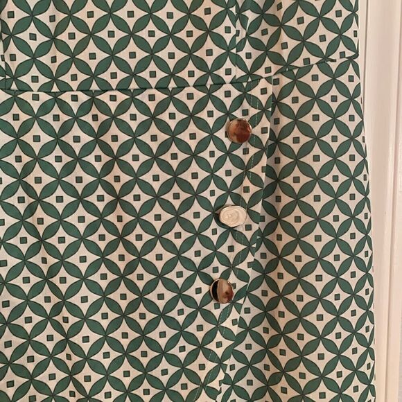 NWT Tendency Ladies Dress Green Patterned Buttoned Size Large Green White Summer - Picture 3 of 4